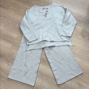 Free people Hailee matching waffle knit set size L light gray